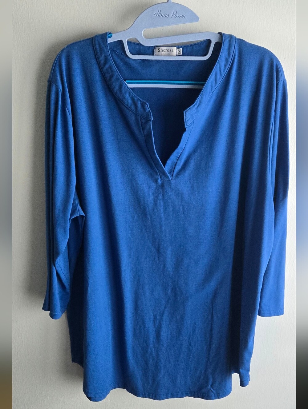 Sherosa Royal Blue V-Neck Long Sleeve Blouse Top - Women's Size 2XL